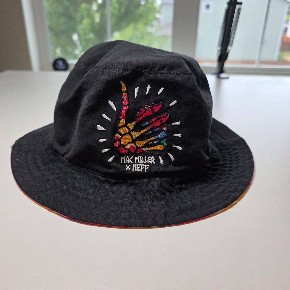 Rare Mac Miller x Neff Reversible Bucket Hat OS Black Tie Dye Collector Hip Hop